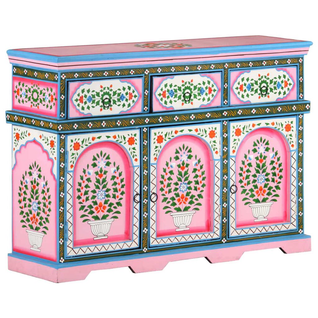 vidaXL Hand-Painted Sideboard Multicolour 110x30x76cm Solid Mango Wood