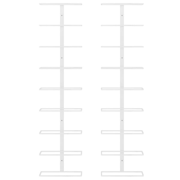 vidaXL Wall-mounted Wine Rack for 9 Bottles 2 pcs White Iron