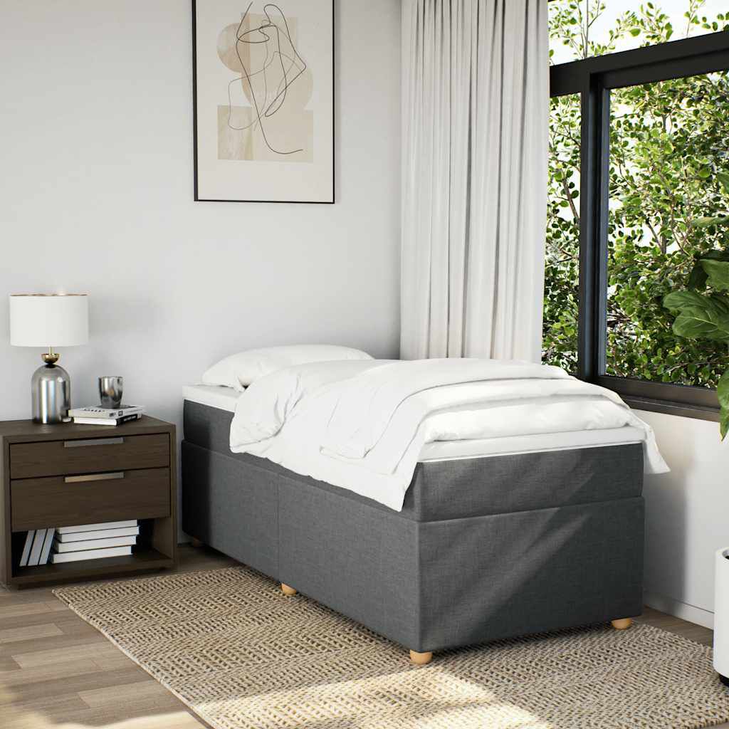 vidaXL Box Spring Bed with Mattress Dark Grey Twin XL Fabric