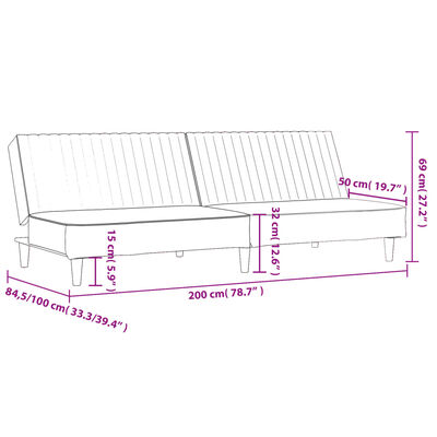 vidaXL 2-Seater Sofa Bed Dark Grey Velvet