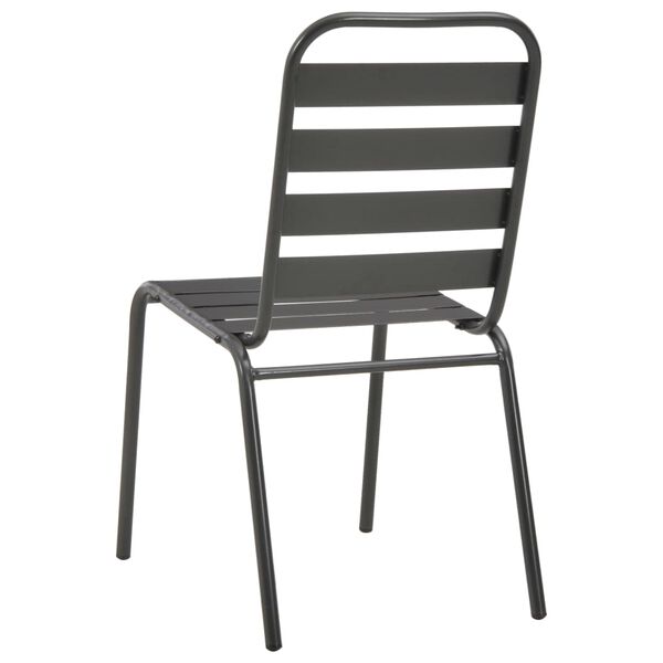 vidaXL Outdoor Chairs 4 pcs Slatted Design Steel Dark Grey