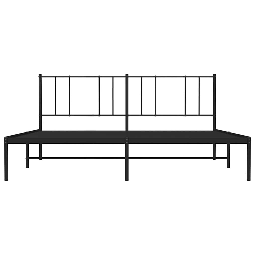 vidaXL Metal Bed Frame without Mattress with Headboard Black 183x213cm