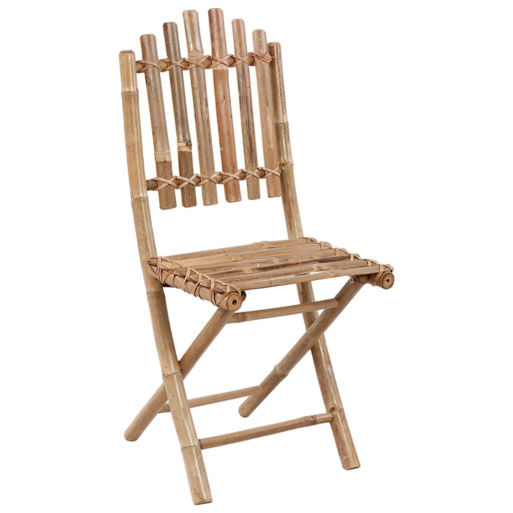 vidaXL 5 Piece Folding Outdoor Dining Set with Cushions Bamboo