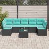 vidaXL Garden Sofa Set with Cushion Manual 8 pcs Black and Turquoise