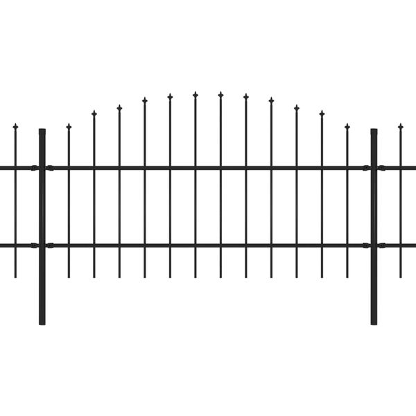 vidaXL Garden Fence with Spear Top Steel 1781.5x100 cm Black