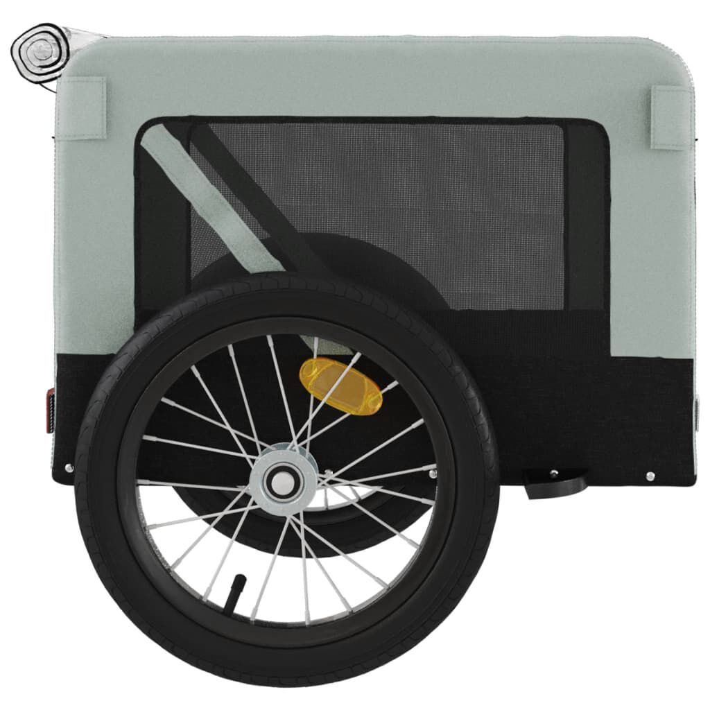 vidaXL Pet Bike Trailer Grey and Black Oxford Fabric&Iron