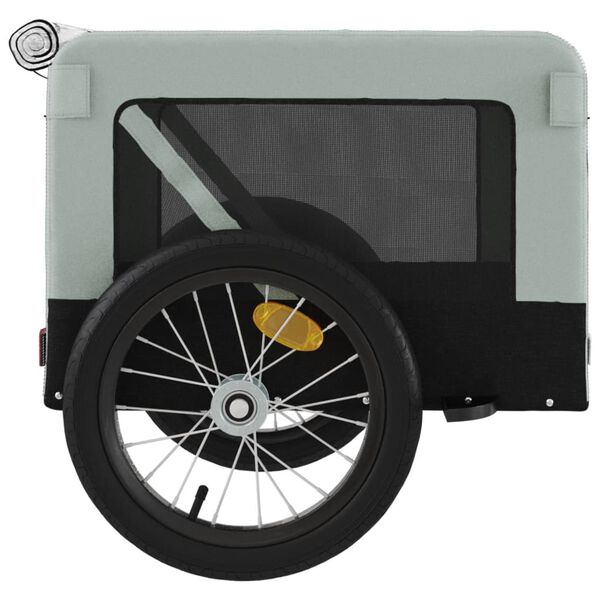 vidaXL Pet Bike Trailer Grey and Black Oxford Fabric&Iron