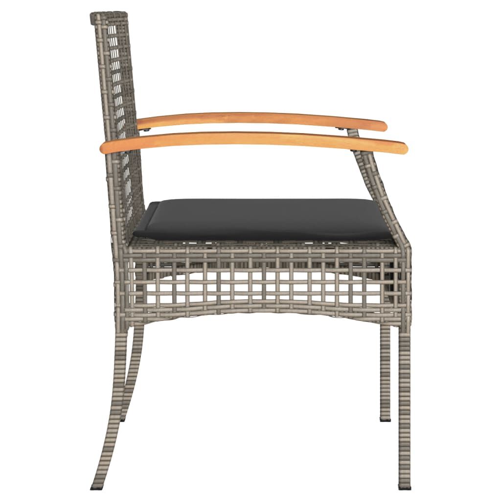 vidaXL Garden Chairs with Cushions 2 pcs Grey Poly Rattan Acacia Wood