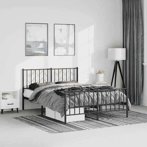 vidaXL Metal Bed Frame without Mattress with Footboard Black 193x203cm