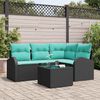 vidaXL Garden Sofa Set 5 pcs Black and Turquoise Poly Rattan