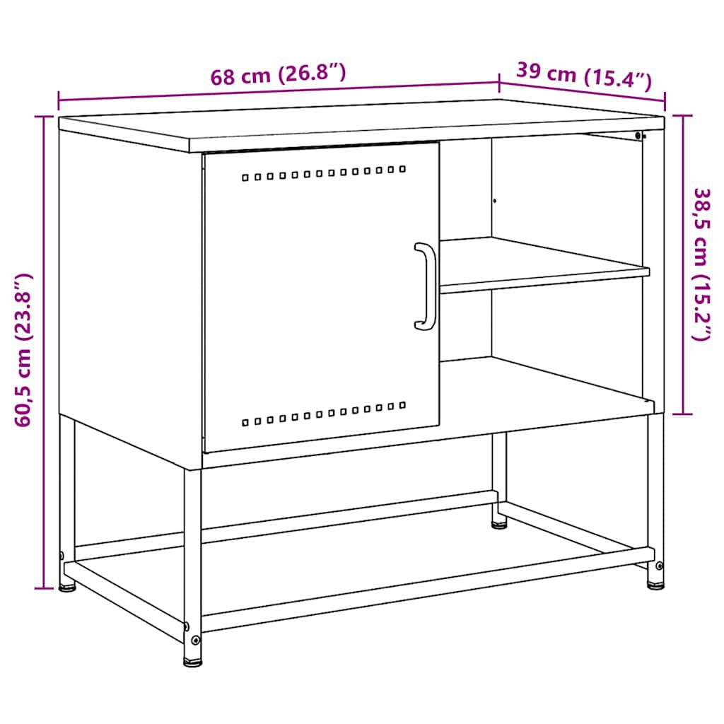 vidaXL TV Cabinet Black 68x39x60.5 cm Steel