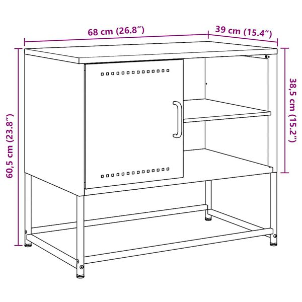 vidaXL TV Cabinet Black 68x39x60.5 cm Steel