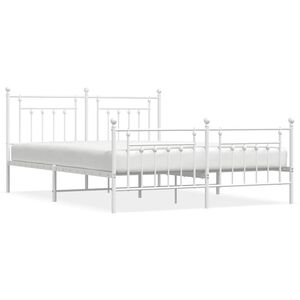 vidaXL Metal Bed Frame without Mattress with Footboard White 183x213cm