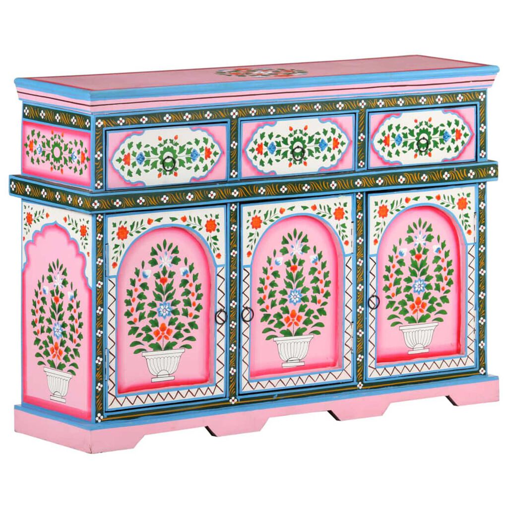 vidaXL Hand-Painted Sideboard Multicolour 110x30x76cm Solid Mango Wood
