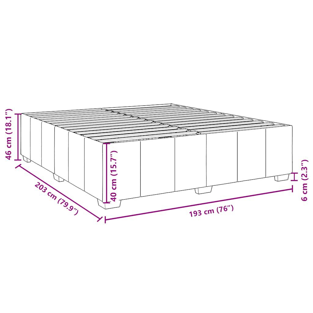 vidaXL Bed Frame without Mattress Dark Grey King Fabric