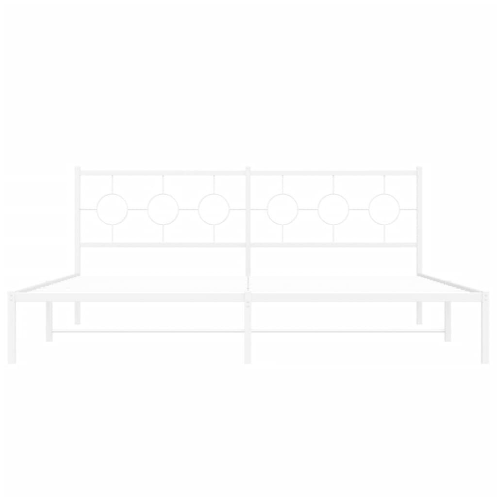 vidaXL Metal Bed Frame without Mattress with Headboard White 193x203cm