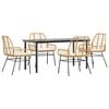 vidaXL 5 Piece Garden Dining Set with Cushions Brown Poly Rattan Glass