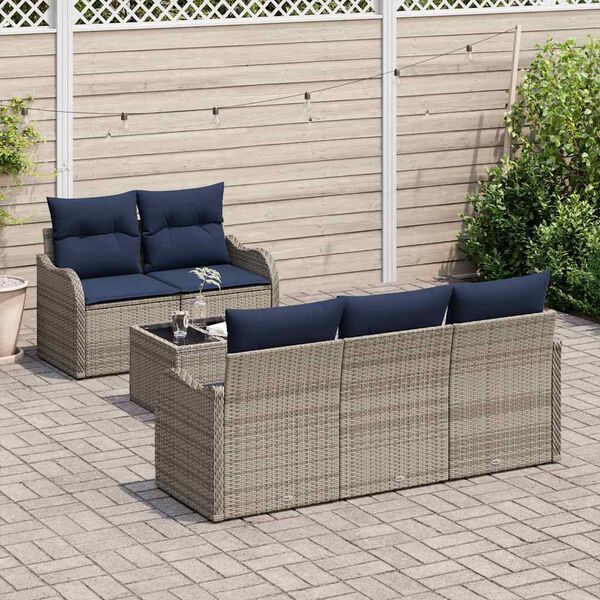 vidaXL Garden Sofa Set Grey 55 x 55 x 37 cm Poly Rattan