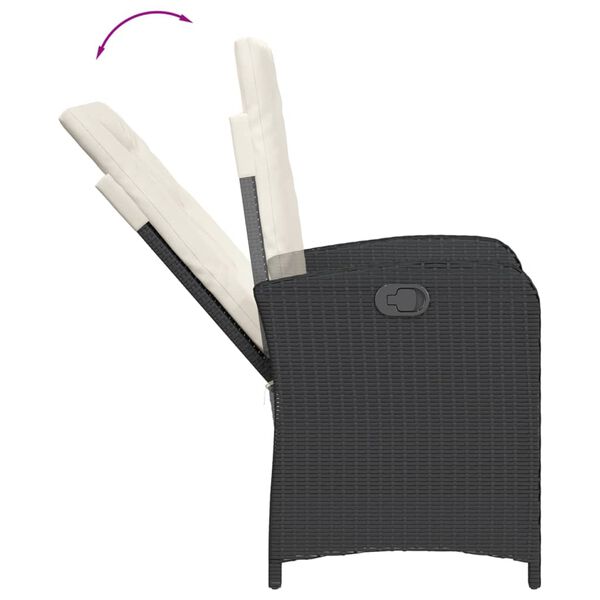 vidaXL 3 Piece Bistro Set with Cushions Black Poly Rattan