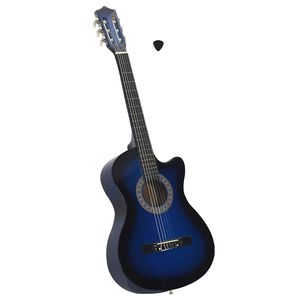 vidaXL Western Classical Cutaway Guitar with 6 Strings Blue Shaded 38