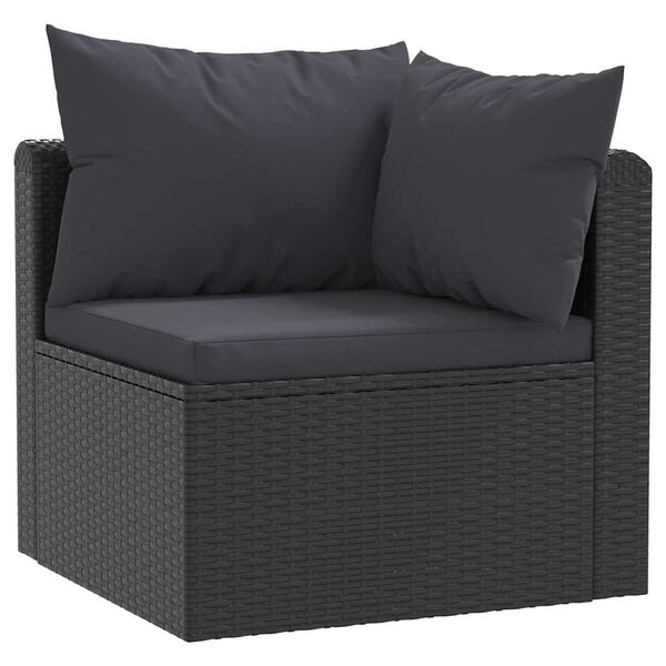 vidaXL 9 Piece Garden Lounge Set with Cushions Poly Rattan Black