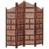 vidaXL Hand carved 4-Panel Room Divider Brown 160x165 cm Solid Mango Wood
