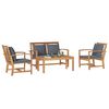 vidaXL Garden Sofa Set 4 pcs Natural Solid Teak Wood