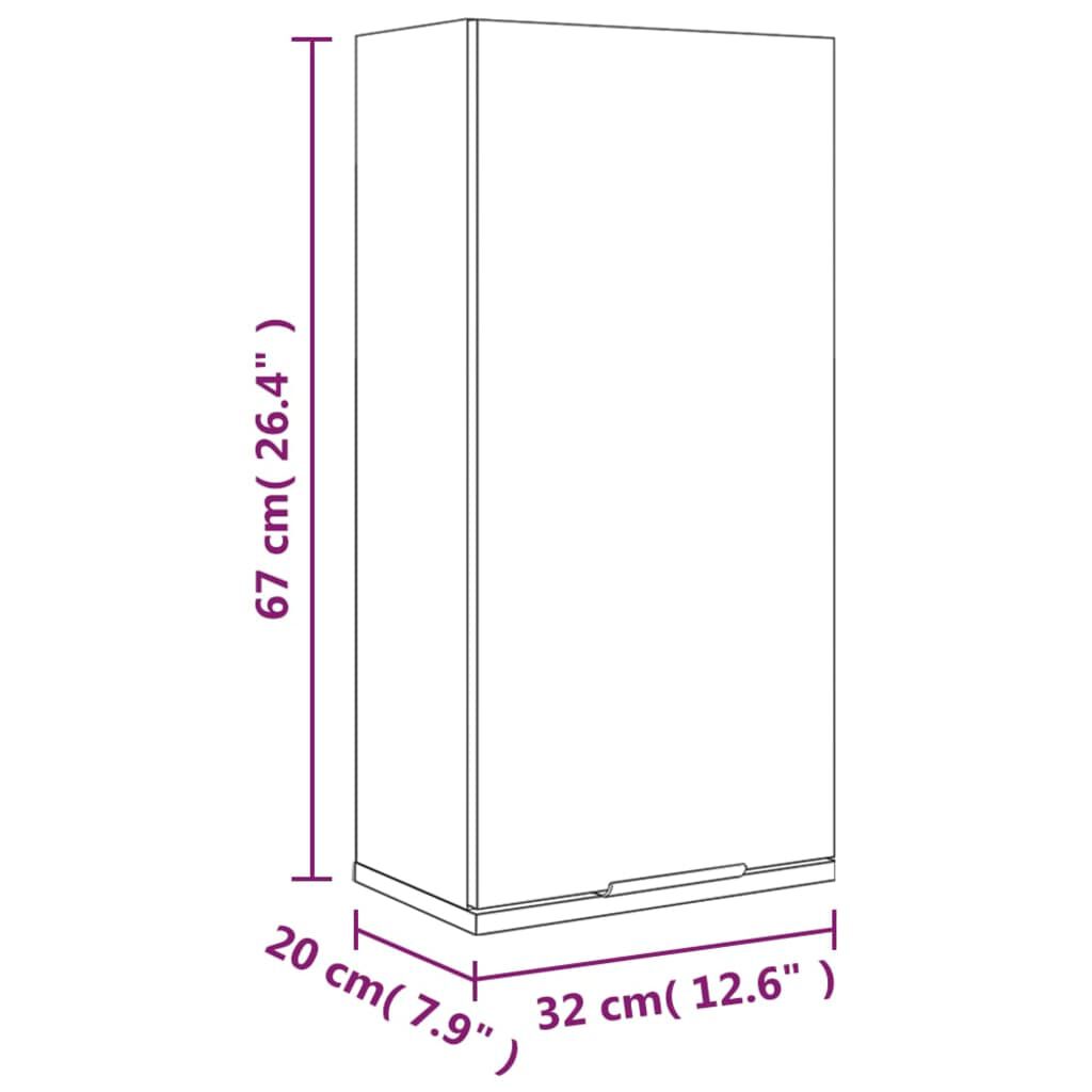 vidaXL Wall-mounted Bathroom Cabinet Grey Sonoma 32x20x67 cm