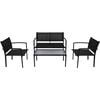vidaXL 4 Piece Garden Lounge Set Textilene Black