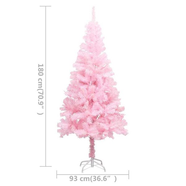 vidaXL Artificial Pre-lit Christmas Tree with Ball Set Pink 180 cm PVC