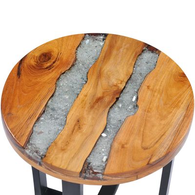 vidaXL Coffee Table 40x45 cm Solid Teak Wood and Polyresin