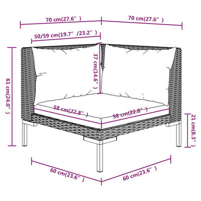 vidaXL 11 Piece Garden Lounge Set with Cushions Poly Rattan Dark Grey