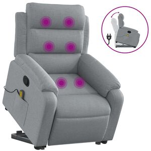 vidaXL Stand up Massage Recliner Chair Light Grey Fabric