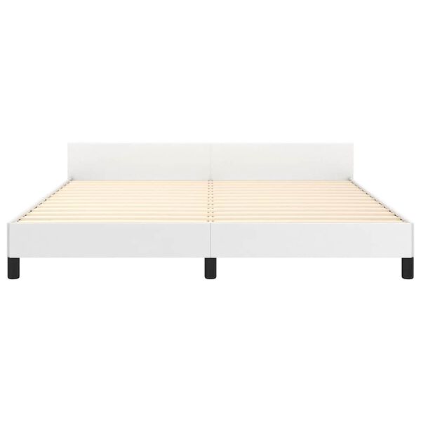vidaXL Bed Frame without Mattress White California King Faux Leather
