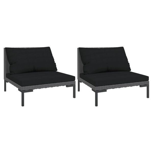 vidaXL Garden Sofas 2pcs with Cushions Half Round Poly Rattan