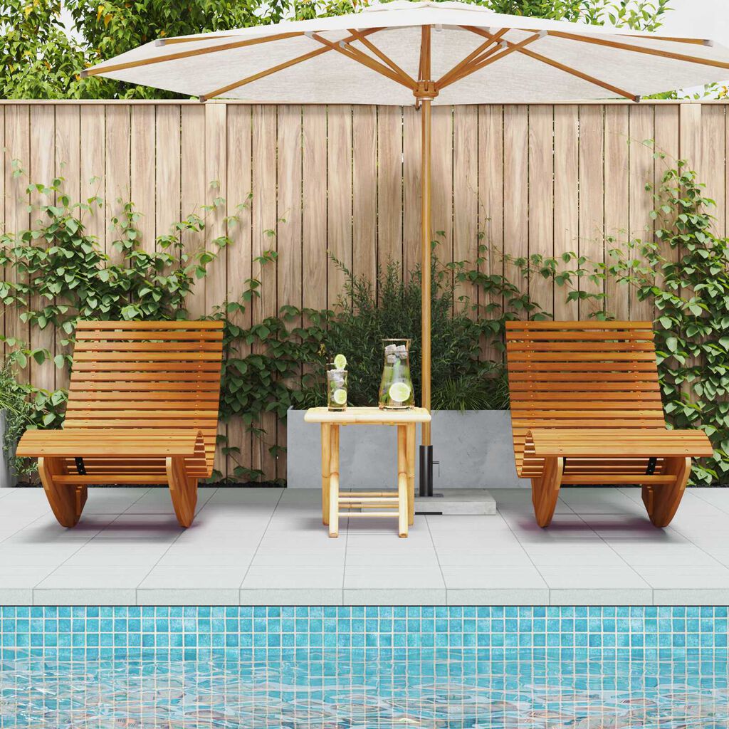 vidaXL Rocking Sun Loungers 2 pcs Brown 154 x 60 x 74 cm