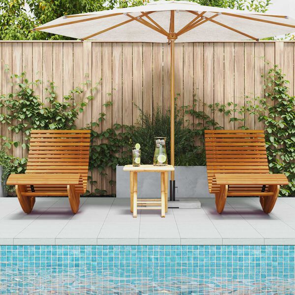 vidaXL Rocking Sun Loungers 2 pcs Brown 154 x 60 x 74 cm