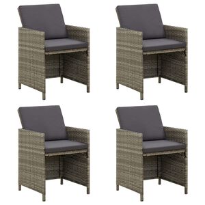 vidaXL Garden Chairs with Cushions 4 pcs Poly Rattan Grey