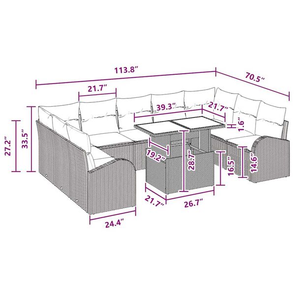 vidaXL Garden Sofa Set with Storage 10 pcs Black Poly rattan