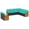 vidaXL 9 Piece Garden Sofa Set with Cushions Black Poly Rattan