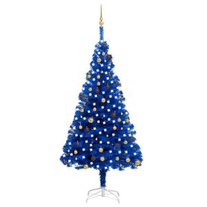 vidaXL Artificial Pre-lit Christmas Tree with Ball Set Blue 240 cm PVC