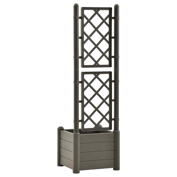 vidaXL Garden Planter with Trellis 43x43x142 cm PP Anthracite