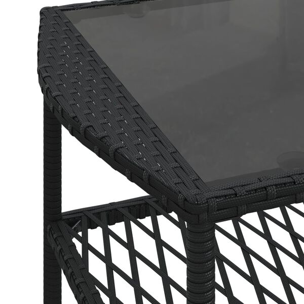 vidaXL 4 Piece Garden Sofa Set with Cushions Black Poly Rattan