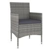 vidaXL 5 Piece Garden Bistro Set Poly Rattan and Tempered Glass Grey