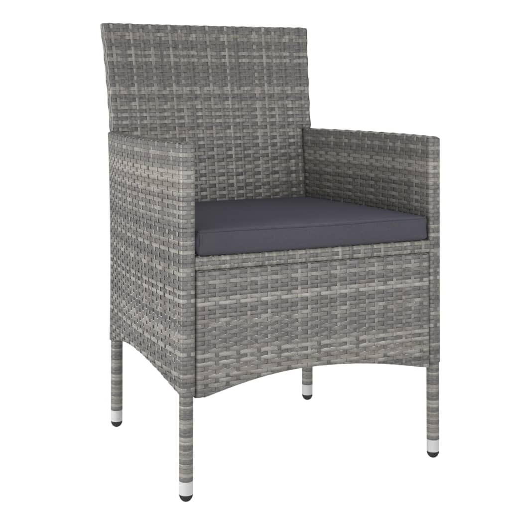 vidaXL 5 Piece Garden Bistro Set Poly Rattan and Tempered Glass Grey