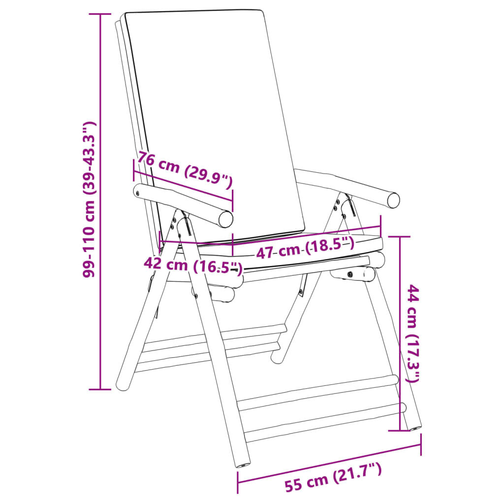 vidaXL Folding Garden Reclining Chairs 2 pcs with Cushions Bamboo