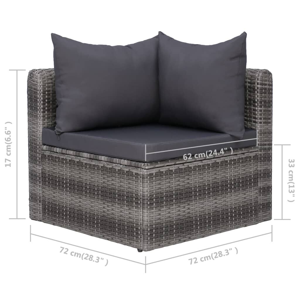 vidaXL 10 Piece Garden Lounge Set with Cushions Poly Rattan Grey