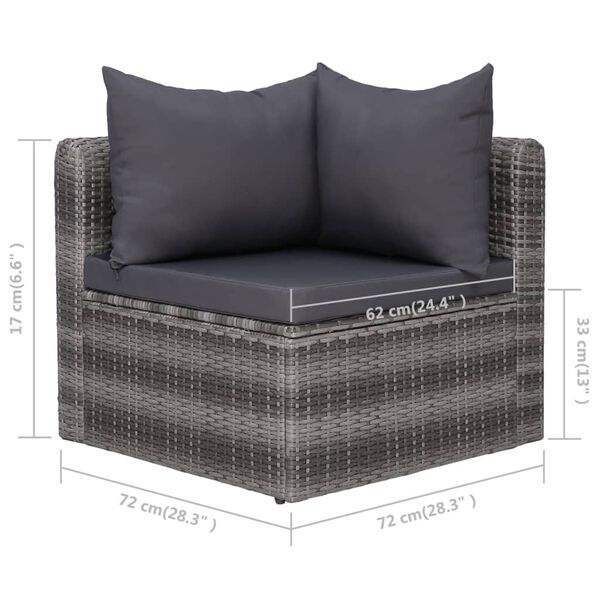 vidaXL 10 Piece Garden Lounge Set with Cushions Poly Rattan Grey