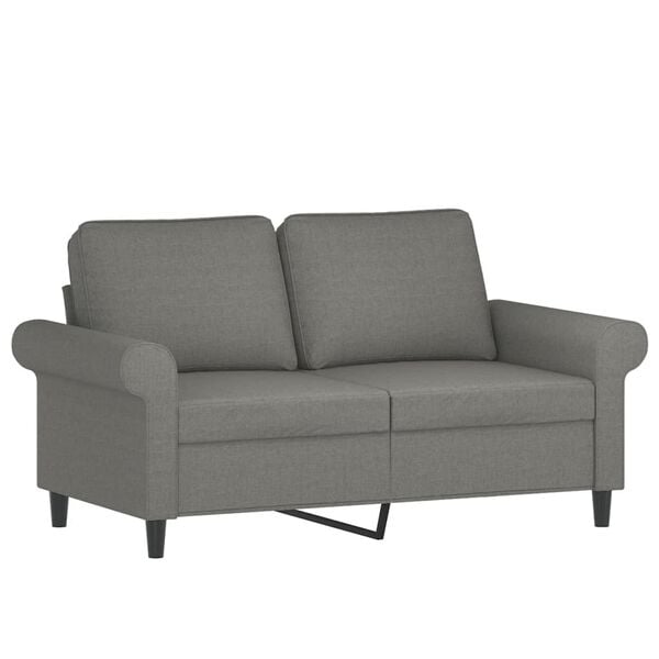 vidaXL 2-Seater Sofa with Pillows&Cushions Dark Grey 120 cm Fabric
