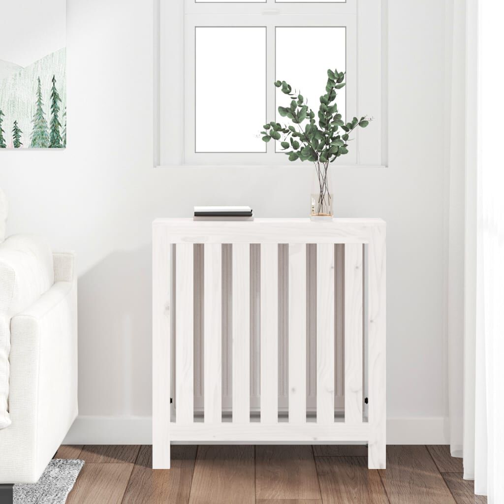 vidaXL Radiator Cover White 79.5x19x84 cm Solid Wood Pine